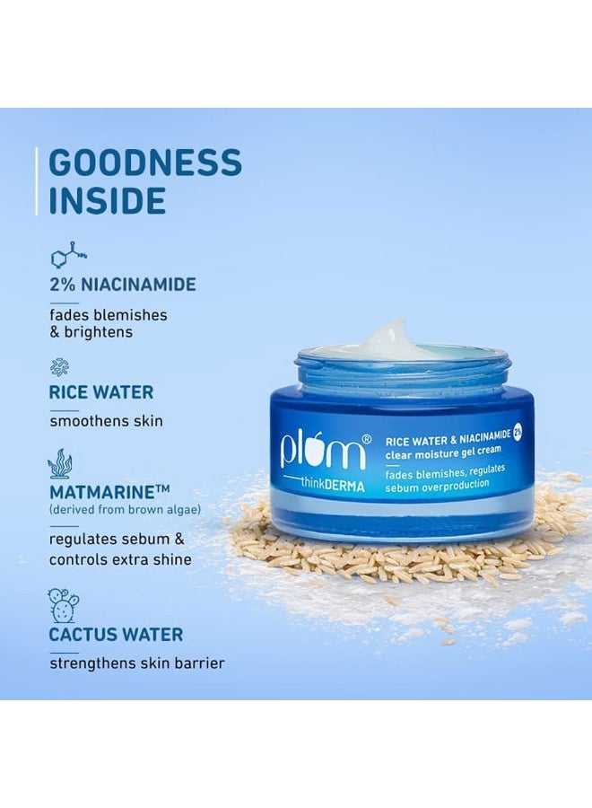 Plum 2% Niacinamide & Rice Water Super Light Gel Cream Moisturizer for Face | Oil-Free Hydration | Brightens, Fades Blemishes | Dermat-Tested | All Skin Types | Women & Men | 100% Vegan | 50 g - Image 5